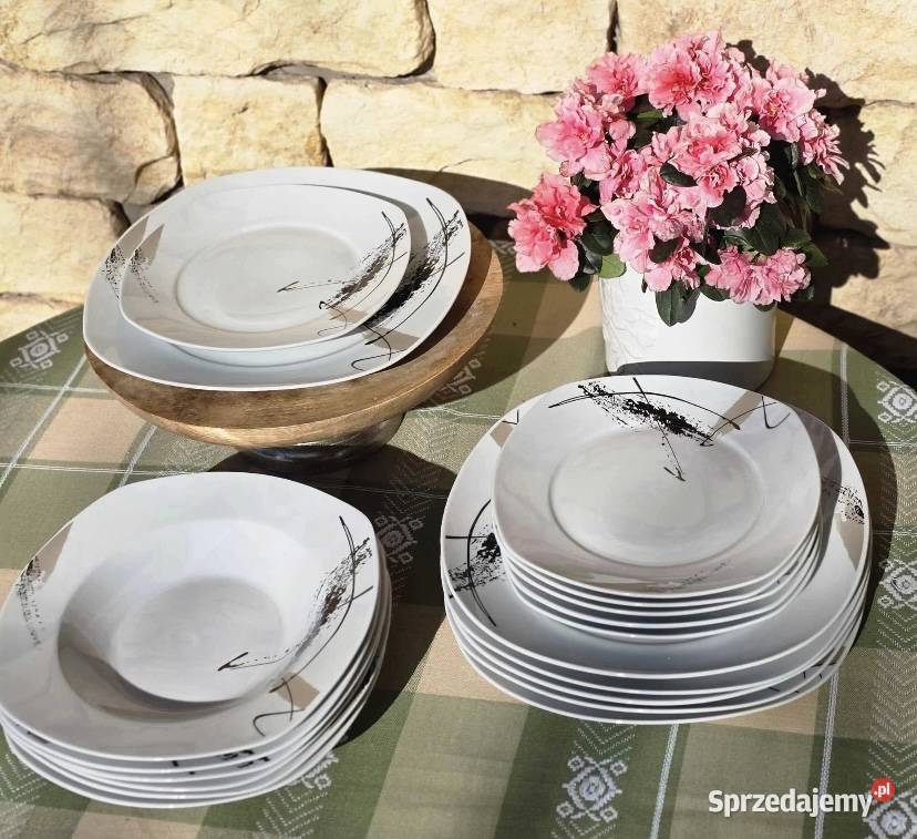 159 Zestaw 18 sztuk talerzy ślaczki Zastawa stołowa Zabrze