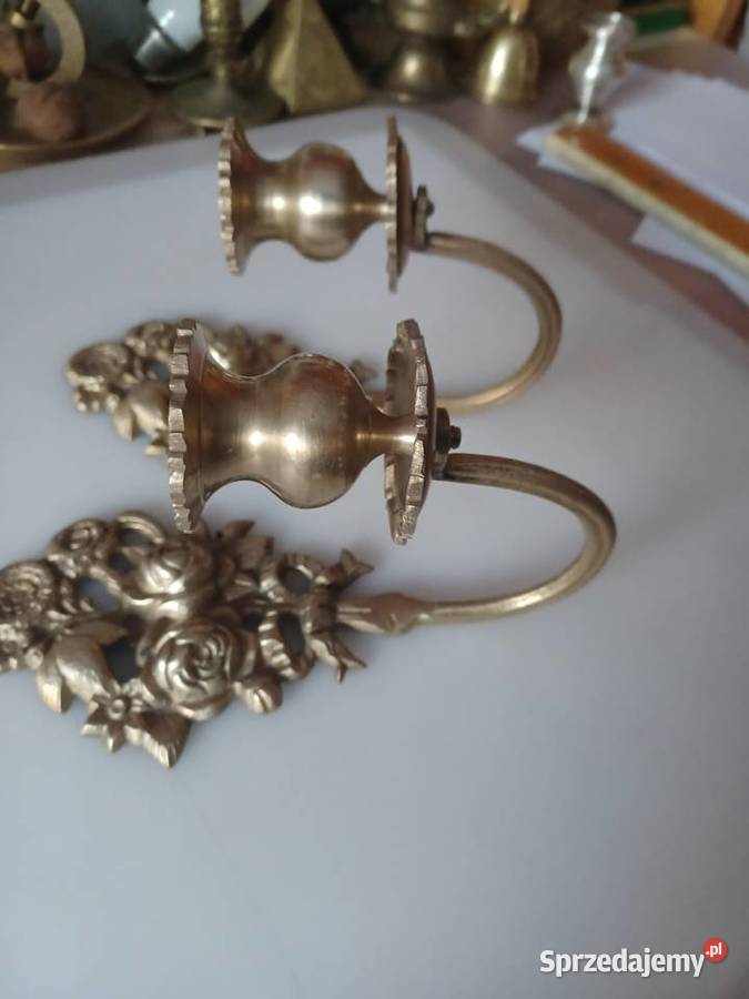Piękny mosiężny świecznik naścienny Poznań