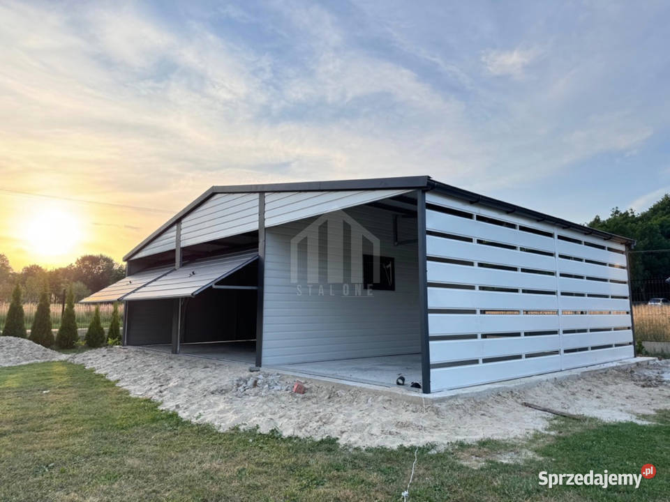 Garaż blaszany 6x5m wiata 3m 2x brama okno dach 612zł/m2 Nowy Tomyśl