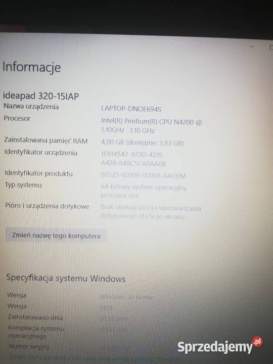Laptop lenovo 32015iap z zasilaczem dysk twardy Łódź