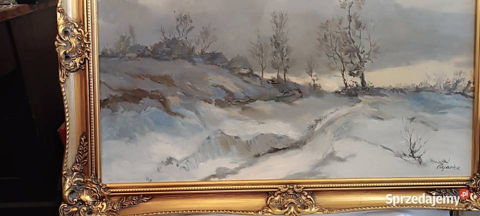 Wieczór zimowy 1982 Józef Olejarka olej na Kraków sprzedam