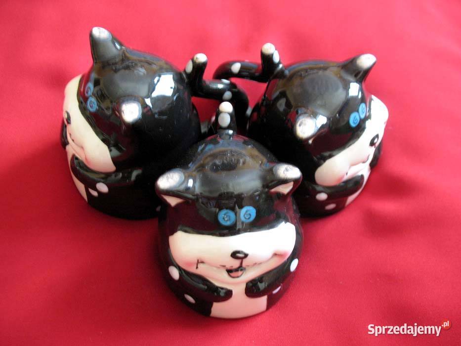 Kot kubek porcelana figurka zabawna 8 x 10 x 7 czarny Figurki i rzeźby Siedlce sprzedam