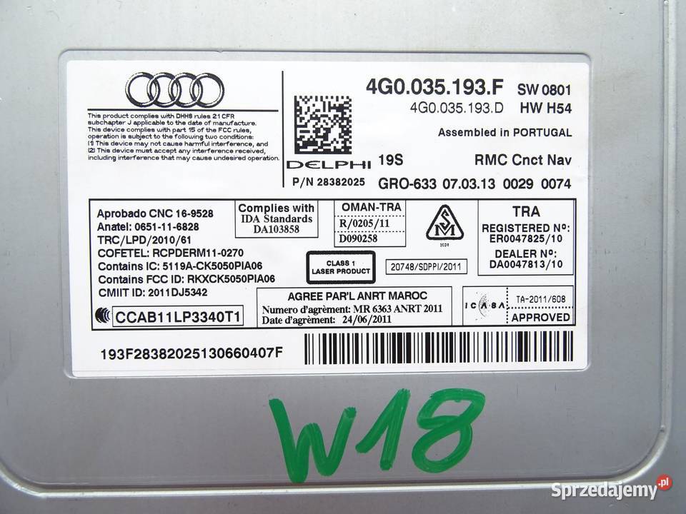 CZYTNIK NAVI NAWIGACJI KART SD CD 4G0035193F
