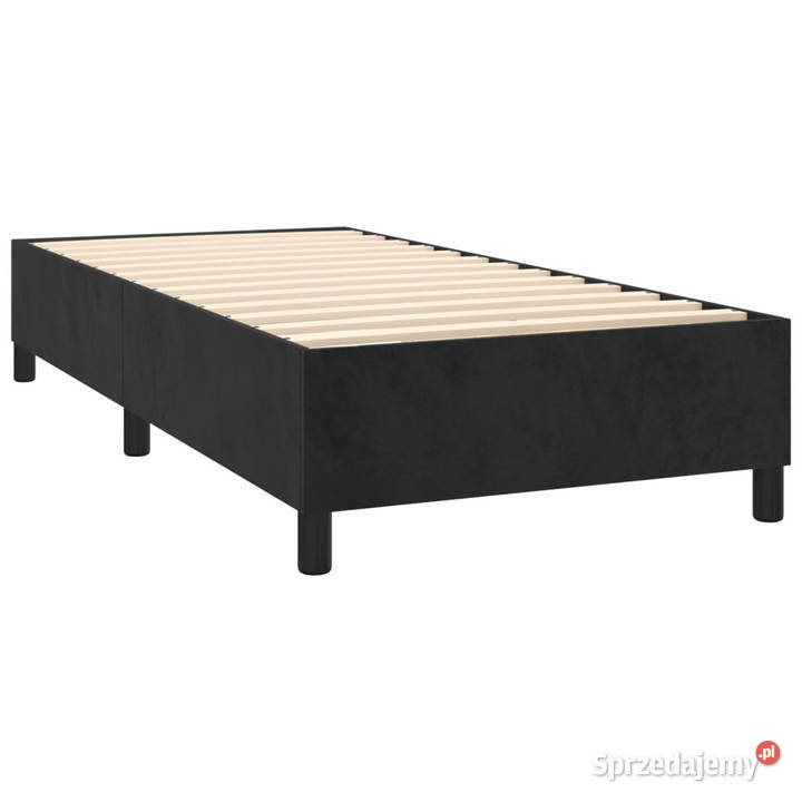 Łóżko z Materacem Kontynentalne Czarne Aksamit 128cm