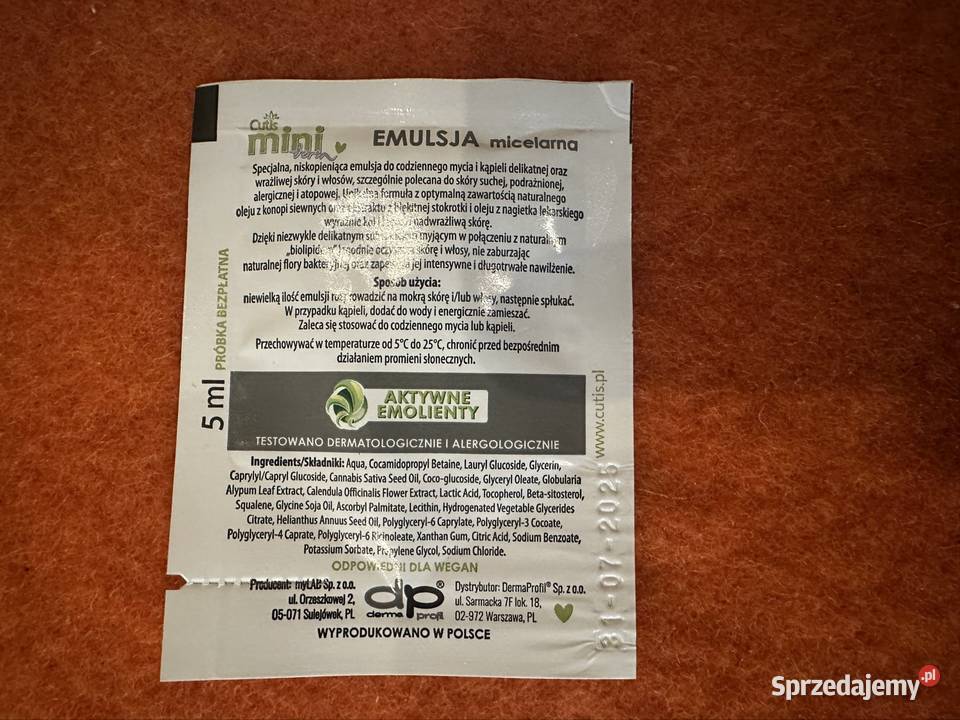 Cutis mini derm balsam emulsja w saszetkach Kosmetyki i perfumy Zabrze sprzedam