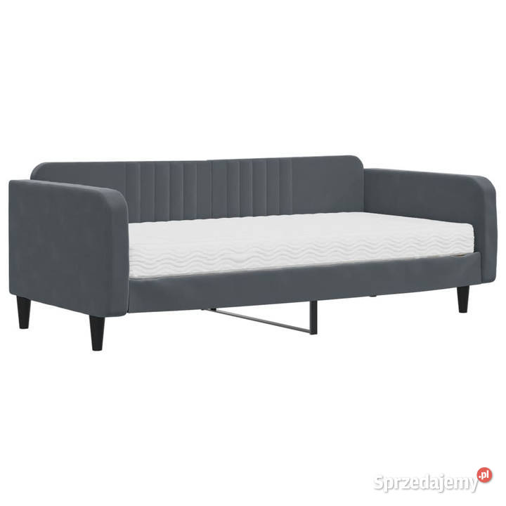 Sofa z materacem do spania ciemnoszara aksamit Warszawa