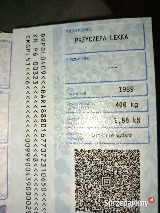 Przyczepka samochodowa oś Dowód rejestracyjny Przyczepy i naczepy