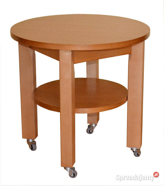 STÓŁ BIAŁY OKRĄGŁY NA KÓŁKACH PÓŁKA 80 STOLIK Tołkiny