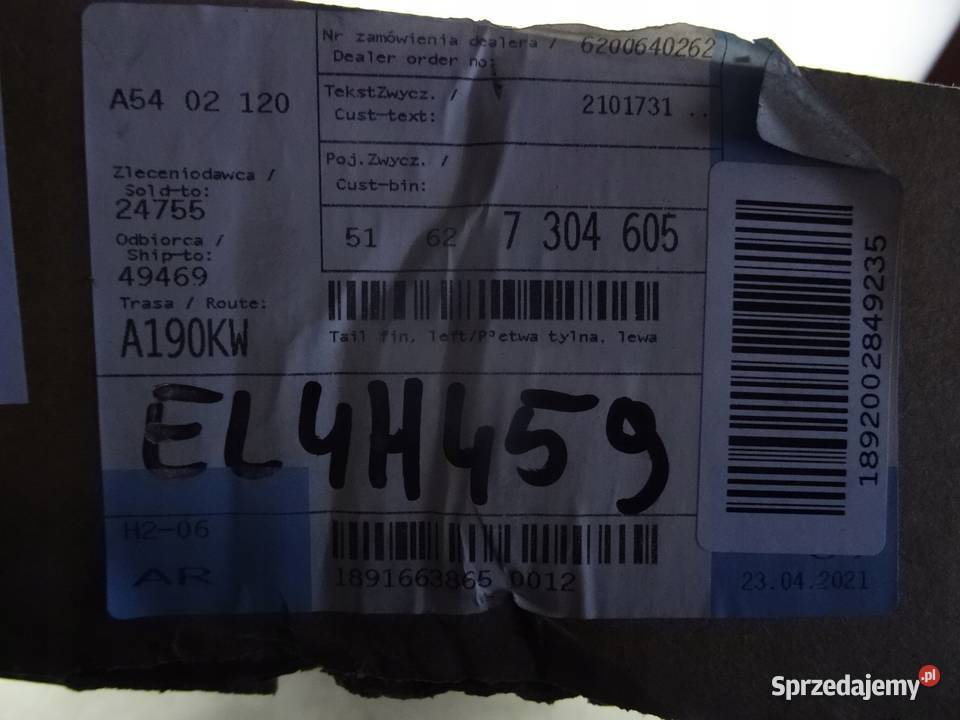 51627304605 BMW X5 F15 PLETWA OSLONA KLAPY LEWA Przemęt
