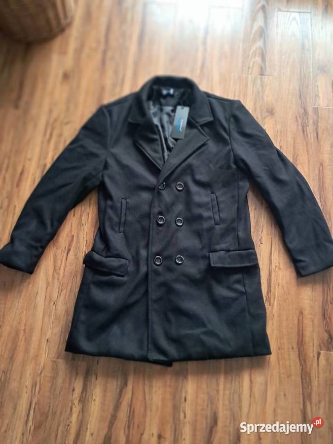 nowy czarny męski płaszczyk według metki L ale sprzedam