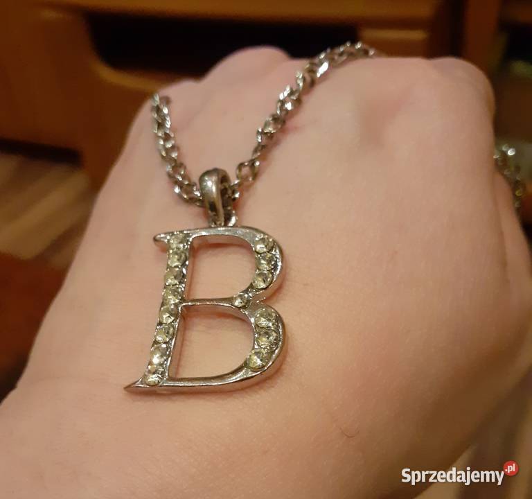 Łańcuszek z zawieszką literą B i cyrkoniami Naszyjniki Sosnowiec