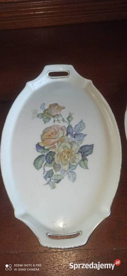 Patera różane bukiety na białej porcelanie Gdańsk sprzedam