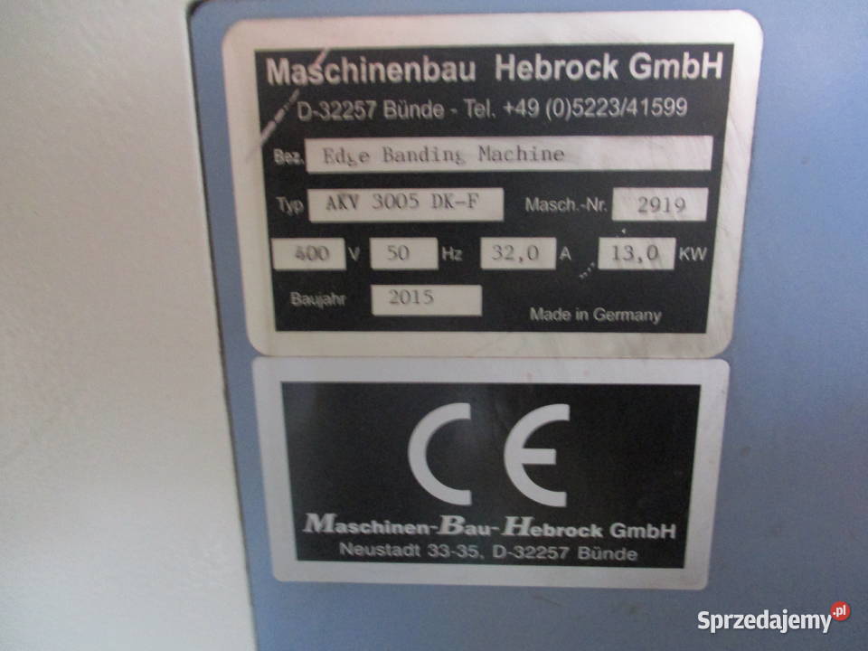 Okleiniarka HEBROCK AKV 3005F Produkcja Reda