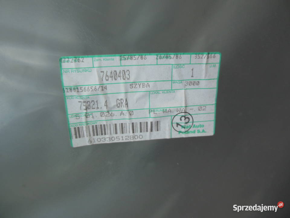 7640403 7677697 SZYBA BOCZNA FIAT SEICENTO Części samochodowe Kozy