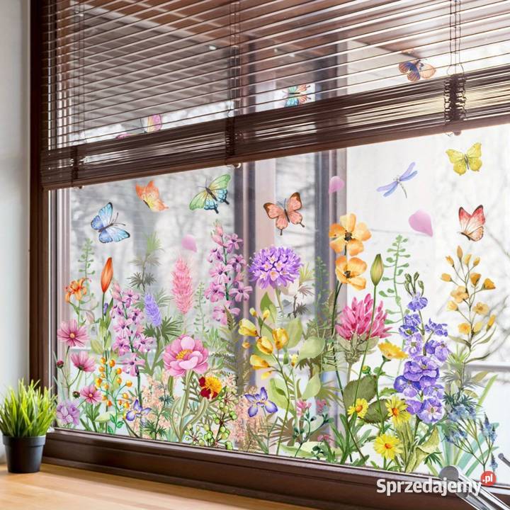 Naklejki na Okno Kwiatki Ręcznie Malowane 60 x mazowieckie