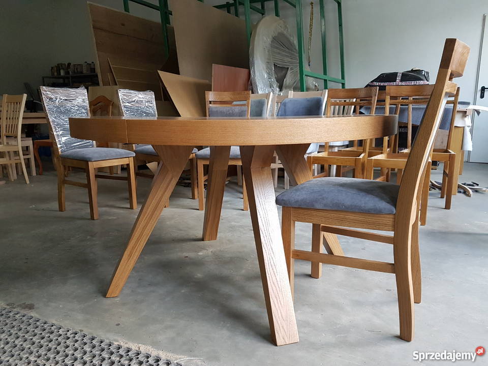 Stół okrągły dębowy nowoczesny rozkładany Krosno