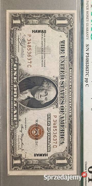 1 Dolar 1935 r HAWAII PMG 64 EPQ DWA NUMERY