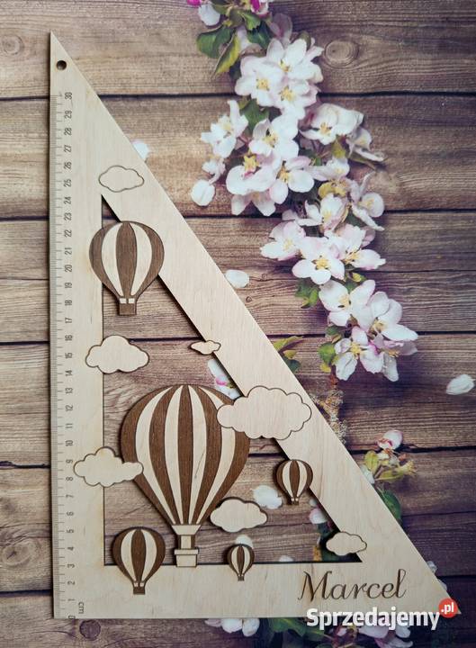 Ekierka drewniana 30 z personalizacją balony łódzkie Bełchatów