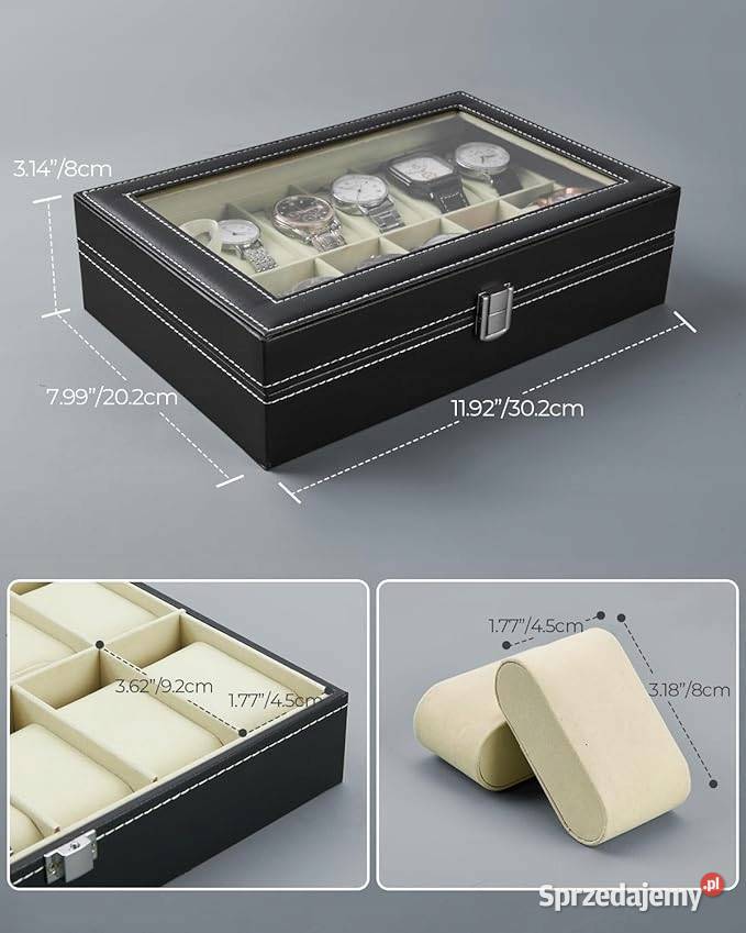 Pudełko na zegarek Ohuhu 12 przegródek mazowieckie Myszyniec