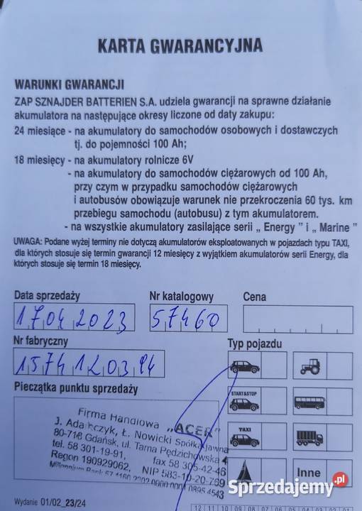 ZAP Piastów akumulator Akumulatory