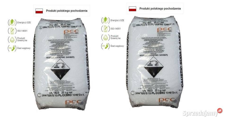 Soda Kaustyczna 2 X 25 wodorotlenek sodu NaOH 98 Produkcja Brzeg Dolny