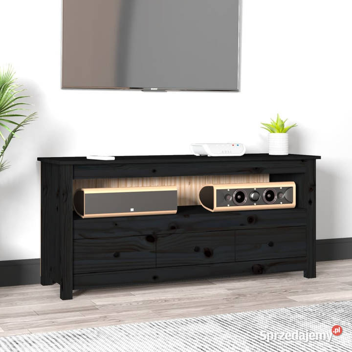 Szafka pod TV czarna 114x35x52 lite drewno mazowieckie Warszawa