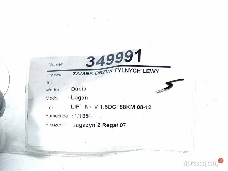 ZAMEK DRZWI TYLNYCH LEWY DACIA LOGAN Kombi osobowe