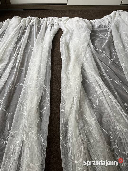 Firanki woal z haftami komplet Zabrze