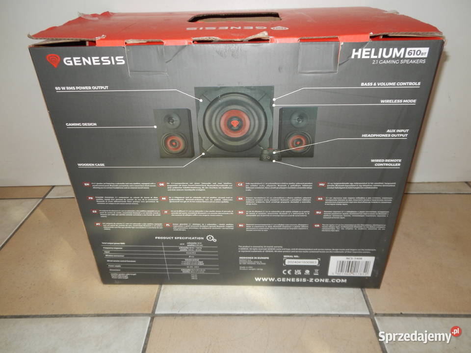 Zestaw głośników 21 Genesis Helium 610 BT Leżajsk sprzedam