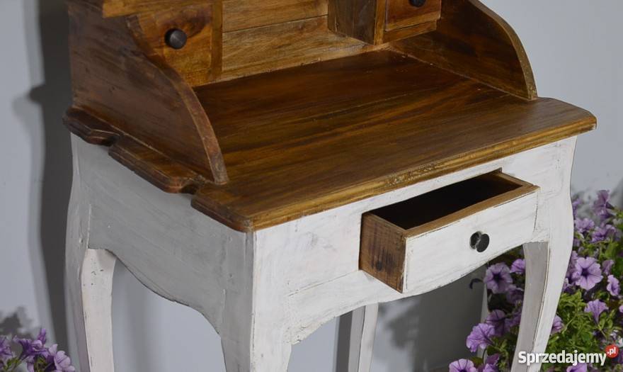 BIURKO DREWNIANE RUSTYKALNE SEKRETARZYK BIAŁY Węgrów
