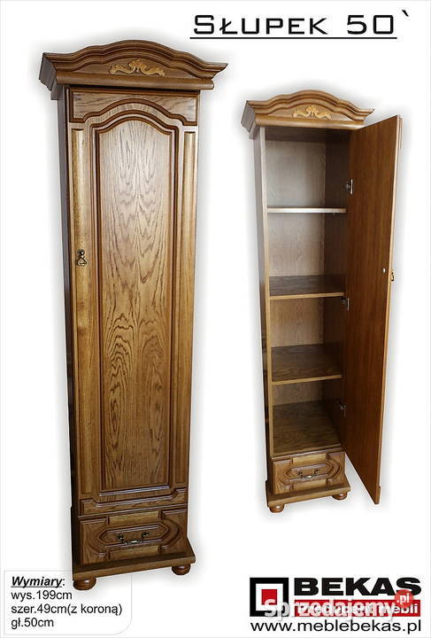 Szafa 90 2L2S z Lustrem Dąb Lakierowany Bekas