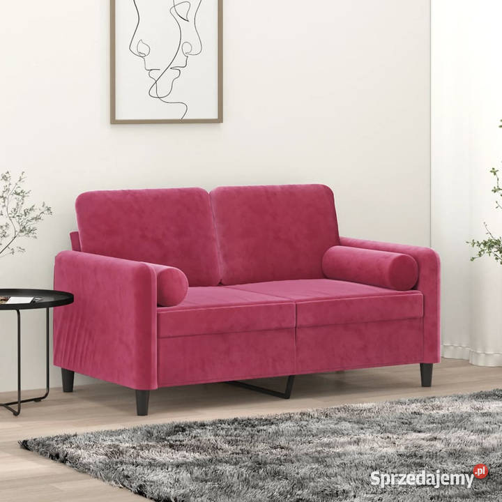 2osobowa sofa z poduszkami winna czerwień 120 Meble mazowieckie sprzedam