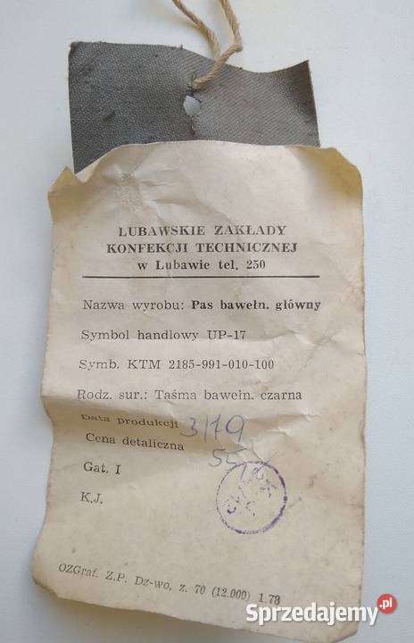 REGULOWANY PAS STRAŻACKI WOJSKOWY 1978 PRL Łódź sprzedam