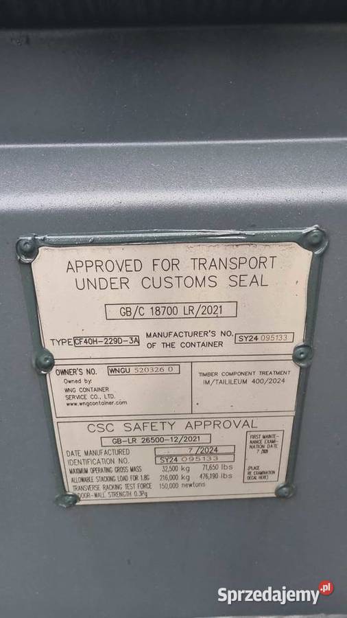 Kontener morski magazynowy 12m 40HC NOWY