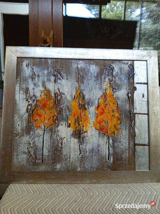 Obraz olejny TRZY DRZEWA Vintage na płycie w mazowieckie Warszawa