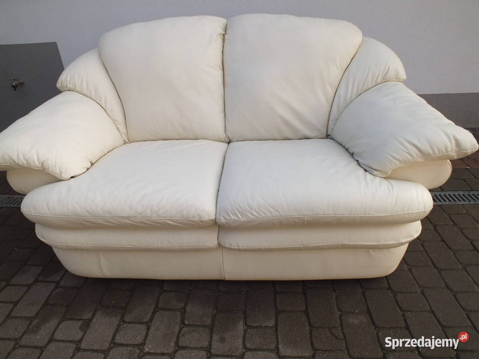 Komplet skórzany dwie kanapy i fotel Kolor ecru Firlej