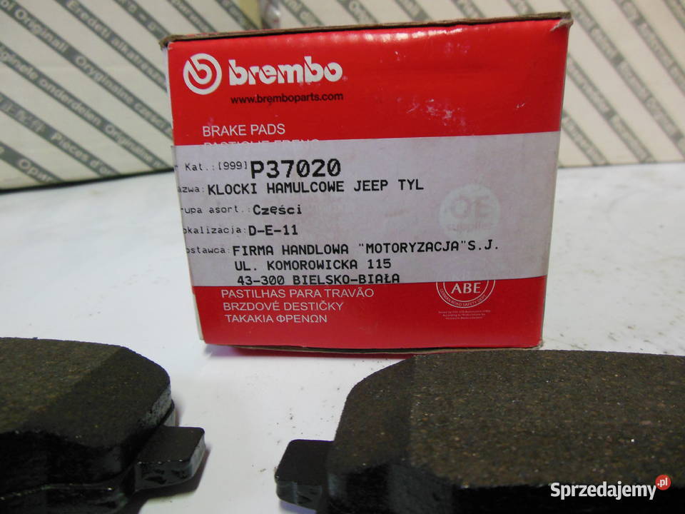 Klocki hamulcowe BREMBO P37027 68052369AB JEEP Kozy