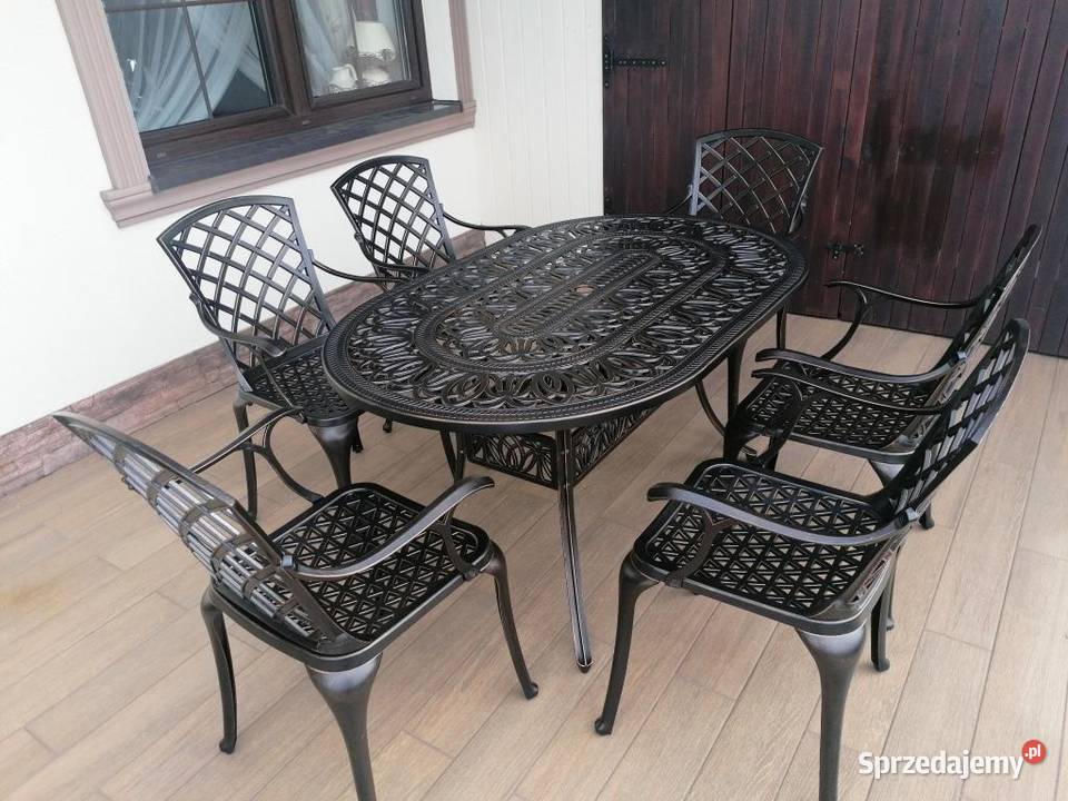 Meble Ogrodowe Aluminiowe komplet 6osobowy metal