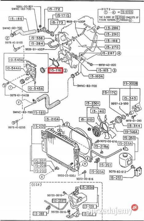 USZCZELKA POMPY WODY MAZDA 626 8892 MX6 ORYGINAŁ sprzedam