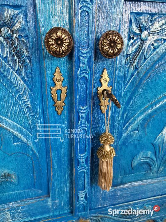 Komoda dębowa indyjska rzeźbiona VINTAGE Warszawa