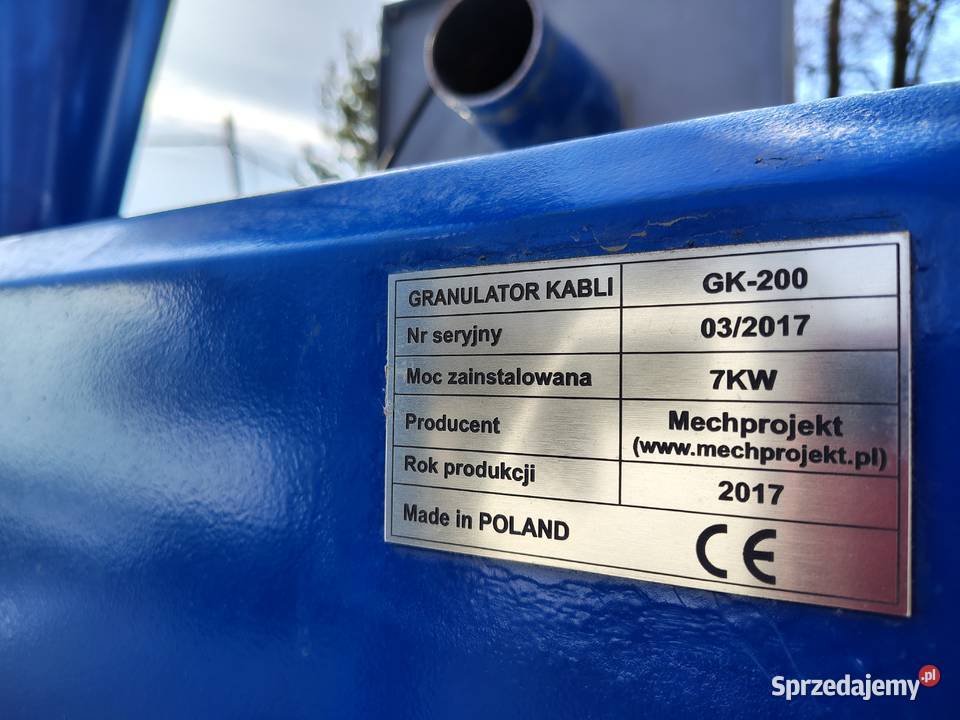 Granulator kabli elektrycznych MECHPROJEKT GK200 Łódź sprzedam