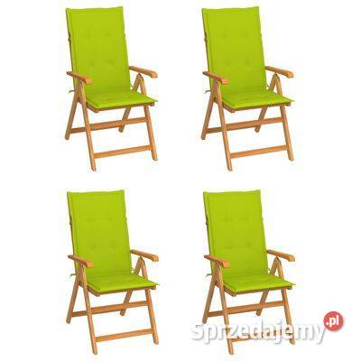 vidaXL Krzesła ogrodowe 4 jasnozielone poduszki Warszawa