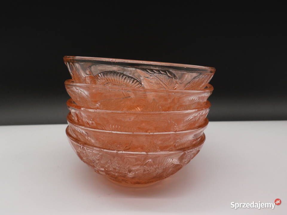 Komplet 5 miseczek deserowych Różowe szkło