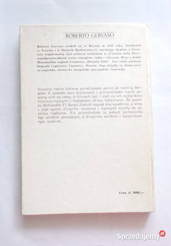 Książka Borgiowie Roberto Gervasohistoria Borgia Bydgoszcz sprzedam