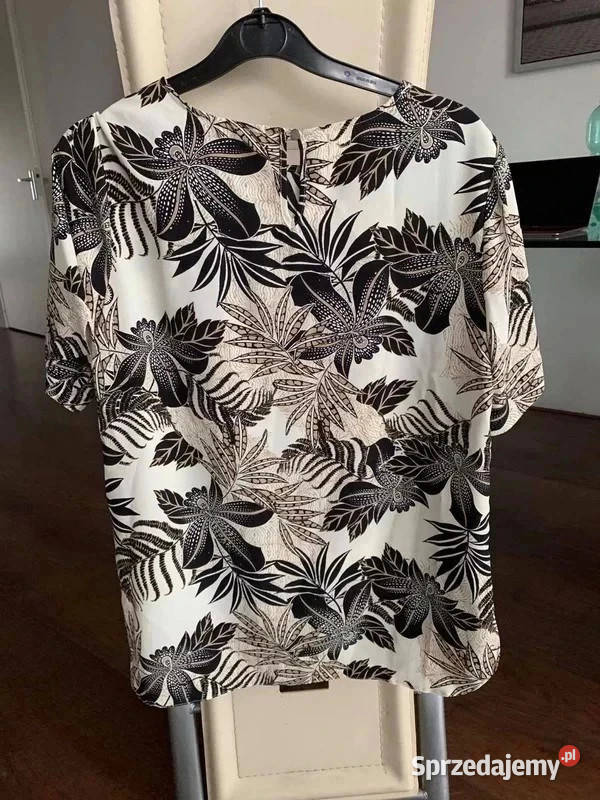 Bluzka w kwiaty czarnokremowe 40 nowa tshirt Atmosphere