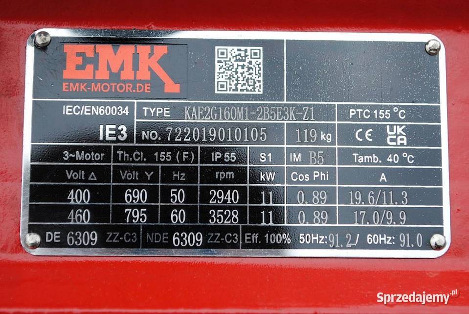 Silnik elektryczny kołnierzowy 11kw 2940obrmin Pozostałe Kargowa