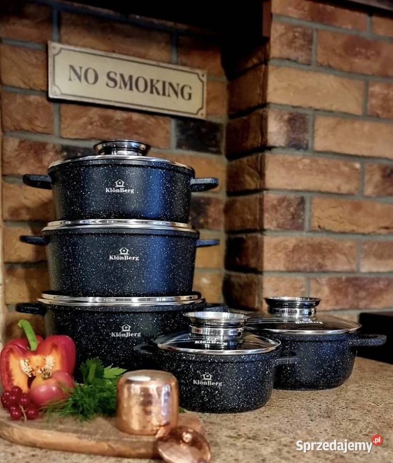 249 Garnki marmurkowe szare czarno KLONBERG śląskie Zabrze