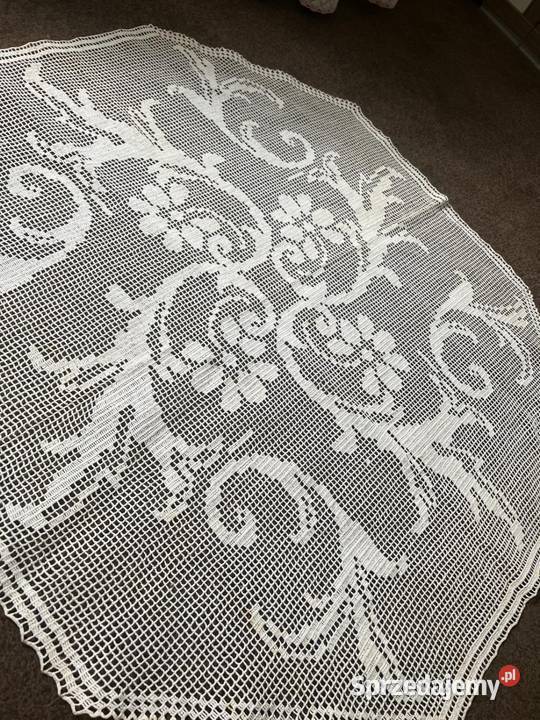 obrus szydełkowy ręcznie robiony wzory kwiatowe śląskie Zabrze