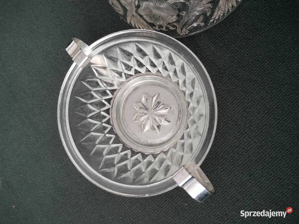 Kryształowa pokrywka na masło ser i cukiernica Choszczno