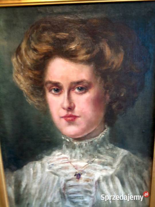 Obraz Olejny Antyczny Portret Kobiety koniec XIX Warszawa